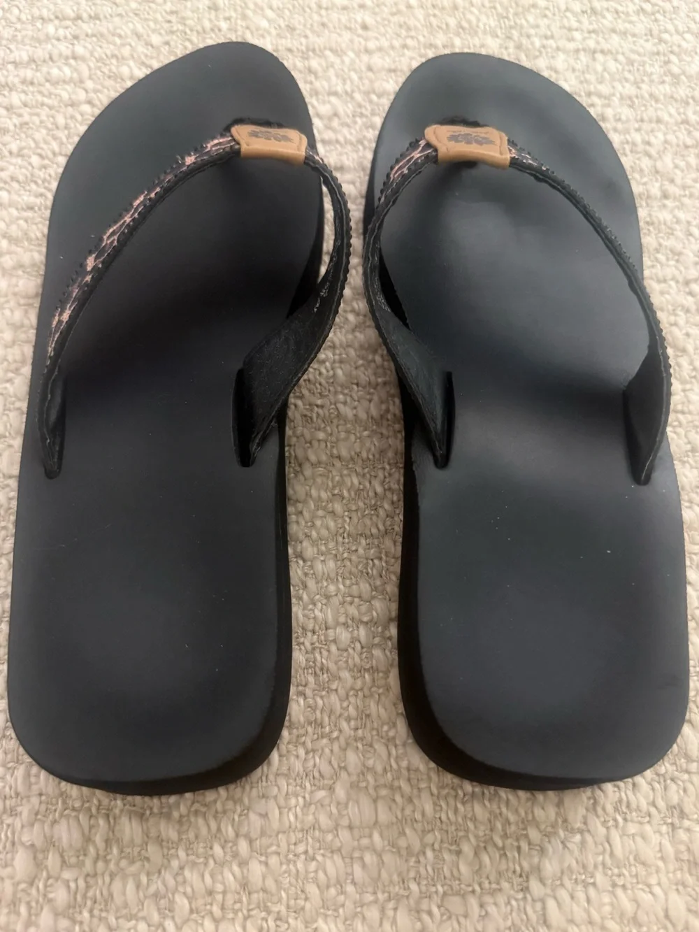 Yellow Box Black Flip Flops with Leopard-Print Beaded Straps - Picture 2 of 9